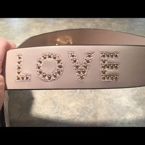 Michael Kors Pink Leather Studded Guitar Strap